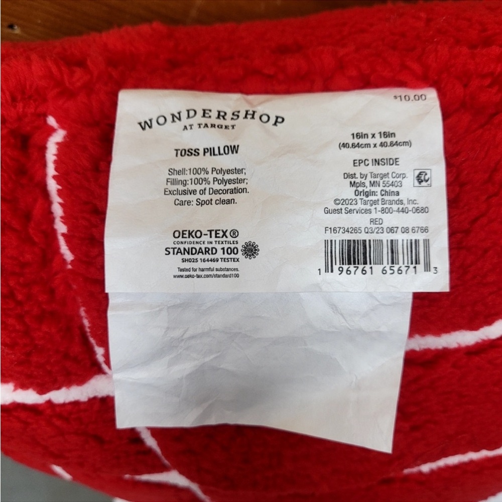 New! Set of 2 Faux Shearling Plaid Christmas Square Throw Pillow Red/ White.Soft - Picture 6 of 6